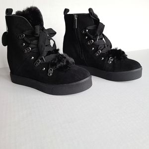 J/Slides Faux Fur High Top Sneaker, Size 9…